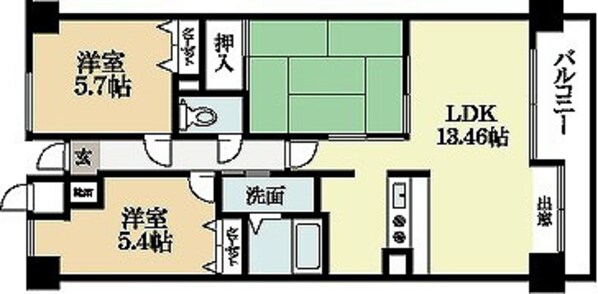 伊勢田駅 徒歩4分 5階の物件間取画像